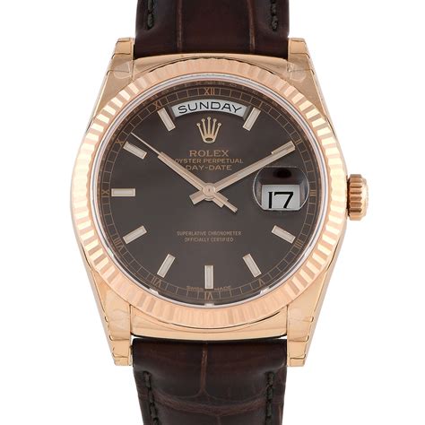 rolex day date rose gold leather strap|rolex gold day date.